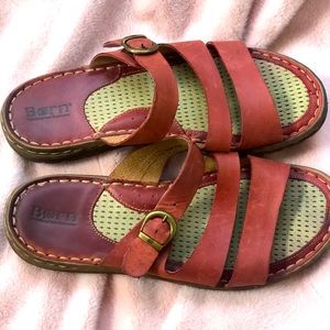 Gently Worn Burgundy Born Sandals